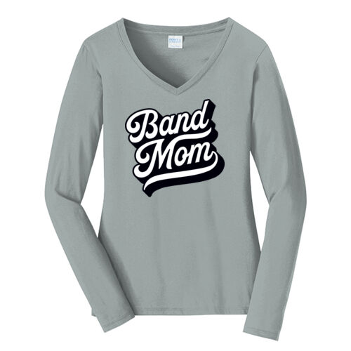 Band Mom  - Ladies Long Sleeve Fan Favorite V Neck Tee Thumbnail